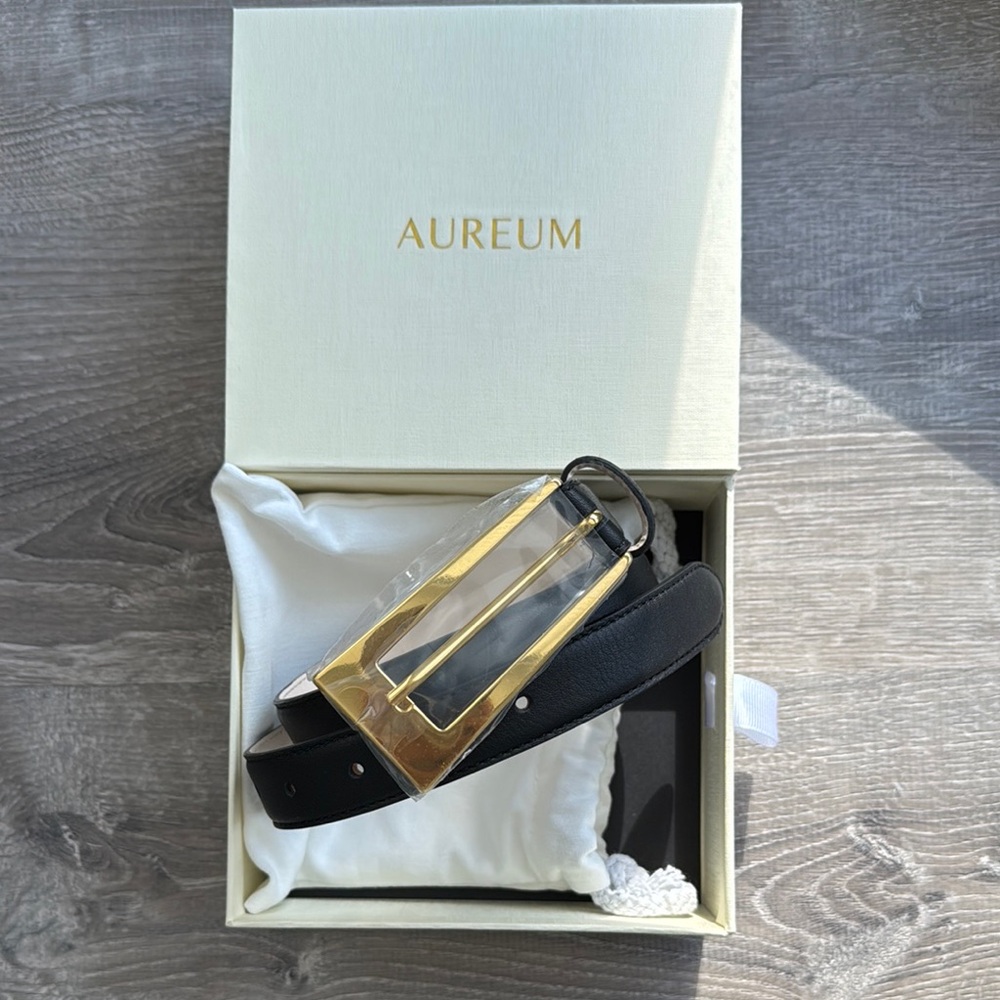 Aureum Black Belt with Gold Buckle Brand New Never Worn